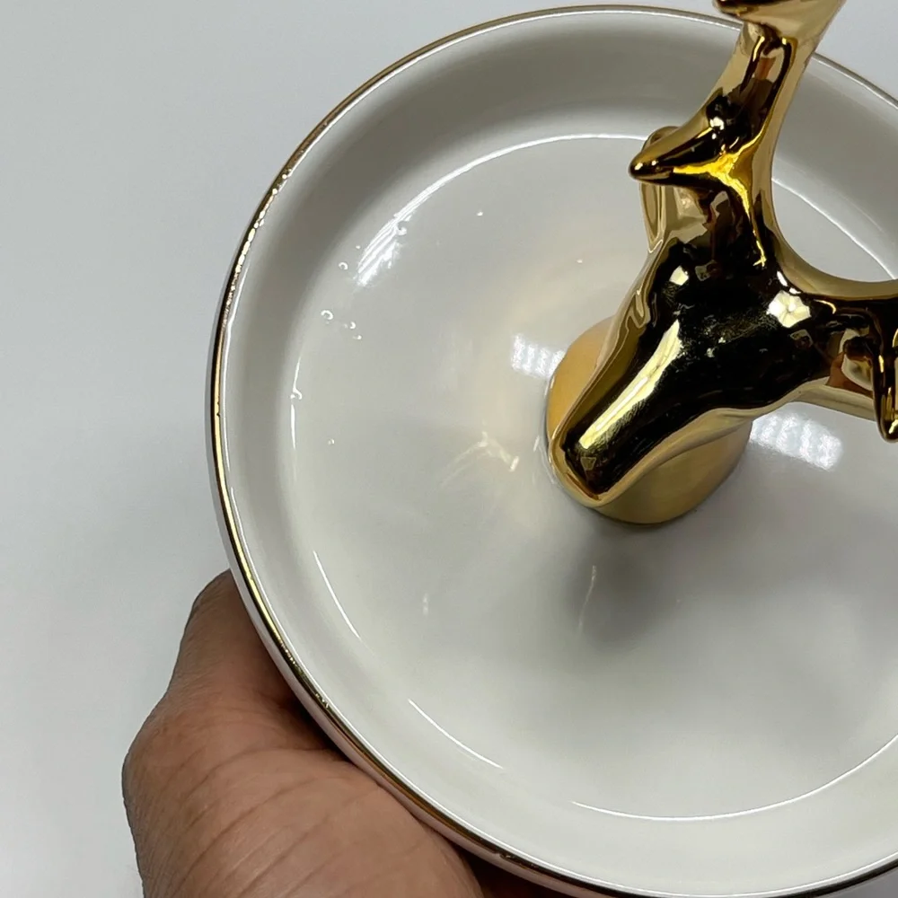 Deer Ring Display Holder Mini Trinket Tray Jewelry Ceramic Dish Pendant Case mom - Picture 13 of 17